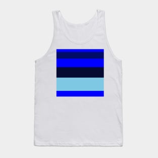 A remarkable package of Sky Blue, Blue, Dark Imperial Blue and Dark Navy stripes. Tank Top